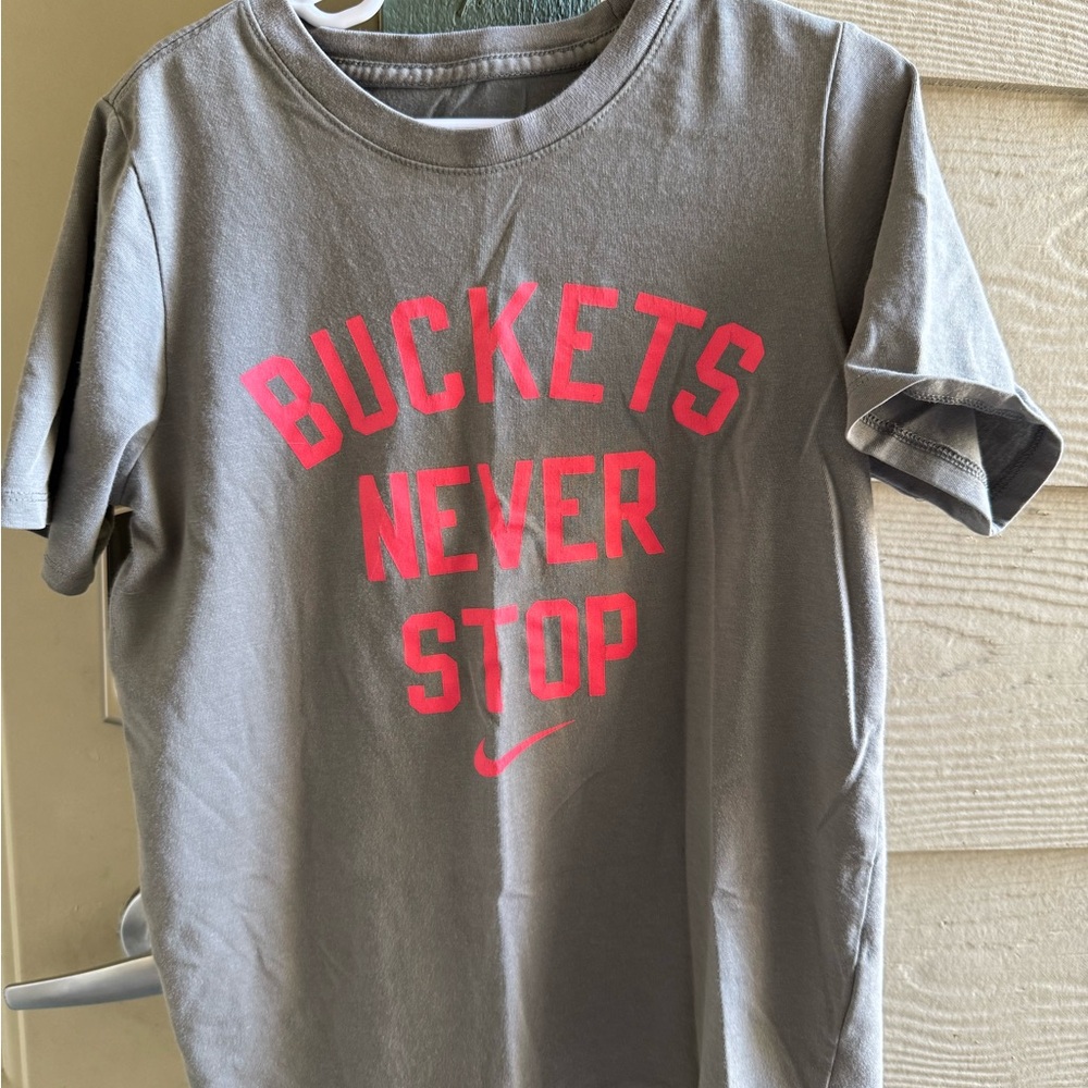 Gray T-Shirt with Pink Graphic